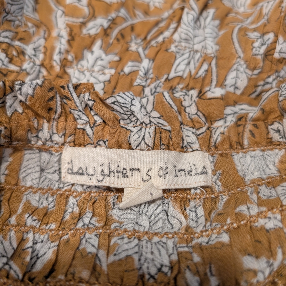 Daughters of India Tan Floral Smocked Puff-Sleeve Top - Picture 8 of 10